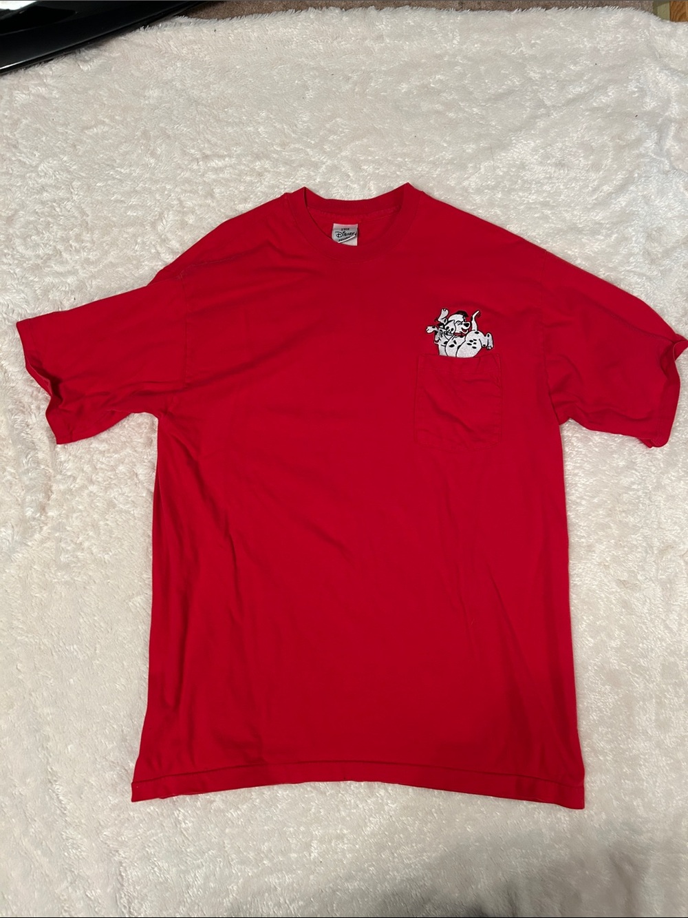 Vintage 101 dalmations. Rare Disney Red Short Sleeve with pocket